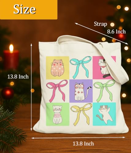 Image of Cat Gifts Tote Bag for Women Girls, Cat Lover Gifts Tote Bag for Daughter Besties, Medium Size with Inner Pocket