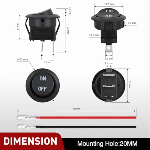 Image of Nilight 10PCS Round Rocker Switches w /Wiring Harness
