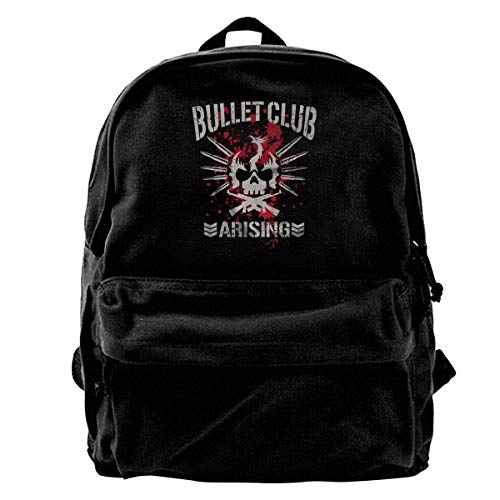 Fashion Casual Canvas Bookbag Bullet Club Unisex Backpack  Drawstring Shoulder   Pocket