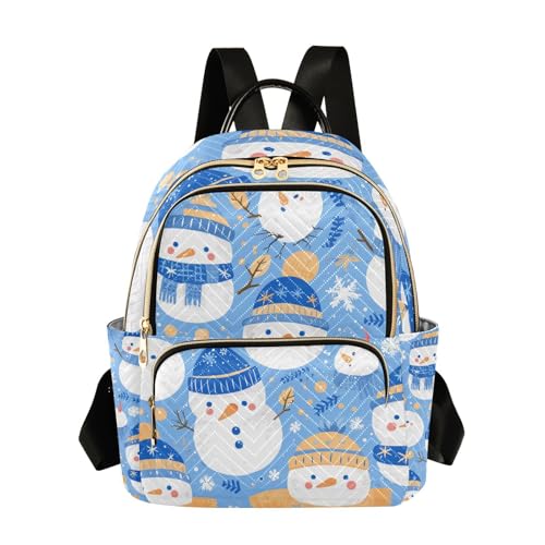 Sac à dos léger femme bleu ciel imprimé bonhomme de neige avec protection antivol