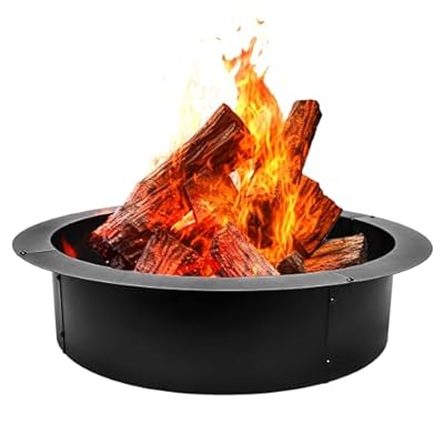 QuliMetal Fire Pit Ring 36-Inch Outer/30-Inch Inner Diameter for Outside, Heavy Duty Steel Wood Burning Fire Pit Ring Insert, DIY Fire Pit Liner Campfire Ring Above or In-Ground for Outdoor, Black