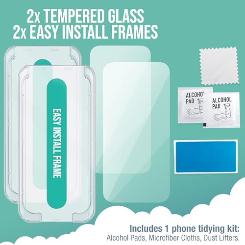 Image of Smartish iPhone 15 Plus Screen Protector - 2-Pack Tempered Glass Screen Protectors - Tuff Sheet - 9H Easy Install Frame [Scratch Resistant] Case-Friendly- Dynamic Island for Apple iPhone 15 Plus