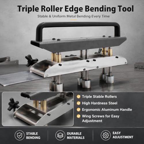 Dobladora de Chapa Metálica, Dobladora de Rodillos para Bordes de 3 Estaciones, Herramienta para Doblar Chapas de Metal para Techos para ángulos de 0 a 90 Grados, 13 a 130 Mm