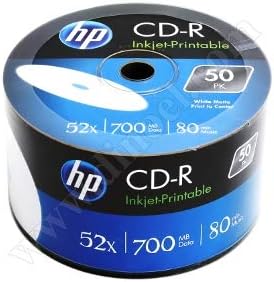 HP CD-R80 Full Face Inkjet yazdırılabilir 700 MB 52 X (50 adet, her biri 80 dakikalık hatırlatılabilir CD toplu paketli makara)