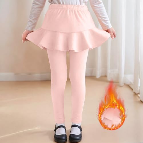 Girls Fleece Lined Leggings with Skirts Kids School Tutu Winter Warm Athletic Stretchy Thick Thermal Tights Pants4