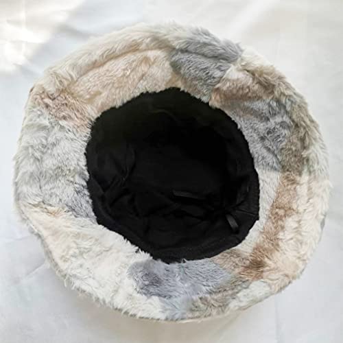 Ruinuo Womens Plush Bucket Hat Plaid Fluffy Warm Hat For Autumn Winter Travel Packable Bucket Hats Blue #TOP4