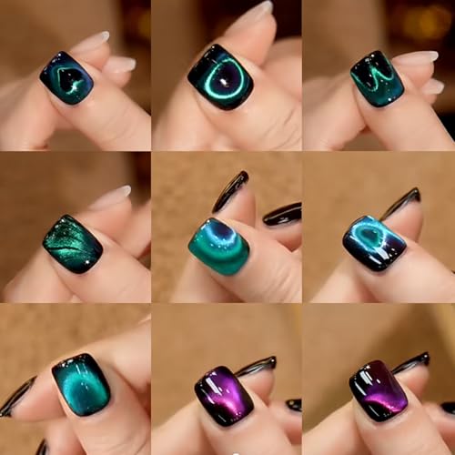 ESUOHYM Ímã de unha 3 em 1 para esmalte de gel olho de gato com 1 ímã quadrado extra, 5 clipes de pa