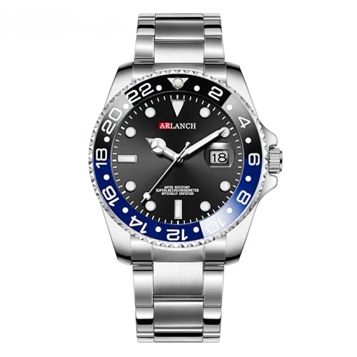 cosescos Generic Herren Leuchtende Taucheruhr Wasserdicht 30M Edelstahl Quarz Analog Sportuhr mit Datum Kalender Nachtlicht, B