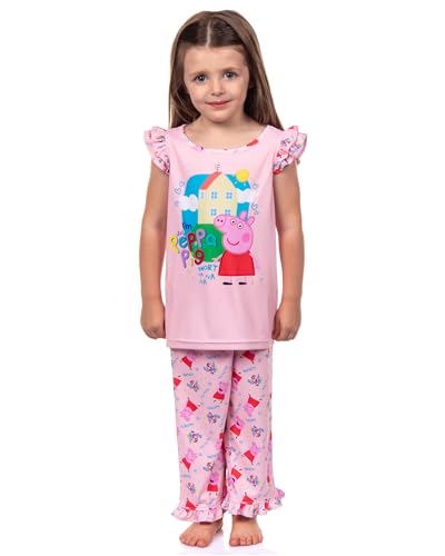 INTIMO Peppa Pig Pajamas Toddler Girls' I'm Peppa Pig Snort Two-Piece Sleep Lounge Set Ruffle Sleeve Top Pajama Pant