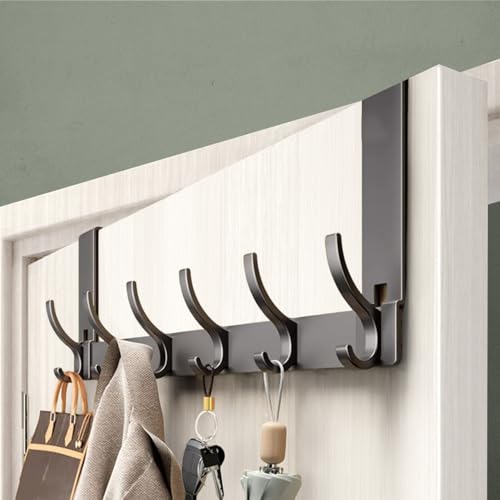 SEPOAT Heavy Duty Over The Door Hooks 6-Pack Space Saving Door Hanger Organizer with Rust-Proof Hooks for Robe Towel Scarf Ideal for Bathroom Bedroom Closet Organization (Grey)