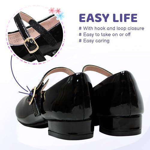 LseLom Girls Dress Shoes-Mary Jane Shoes for Girls Low Heel Princess Hook and Loop Dress Shoes Party Wedding Flats for Little/Big Kids4