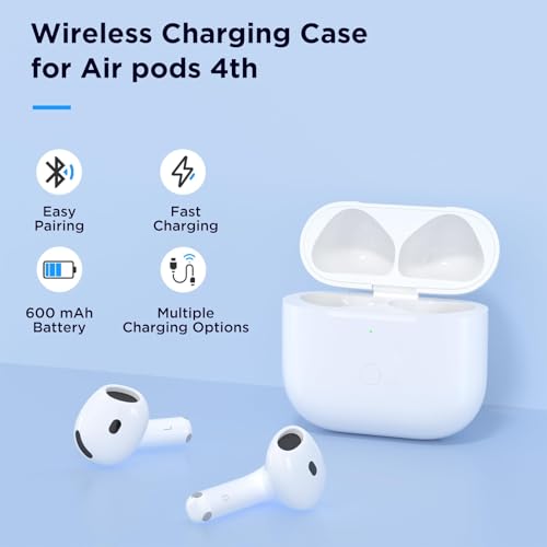 Image of Wireless Charging Case Replacement Compatible with AirPods 4th Generation, AirPods 4 Charging Replacement Case with Bluetooth Pairing Sync Button, No Earbuds(Only USB -C Port)