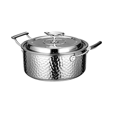 DAEDALUS 3QT Edelstahl-Suppentopf mit Deckel, 3 dreifach verkleidete, gehämmerte Kupfertöpfe, antihaftbeschichteter Kochtopf für Zuhause, Küche, Restaurant, spülmaschinenfest Cover