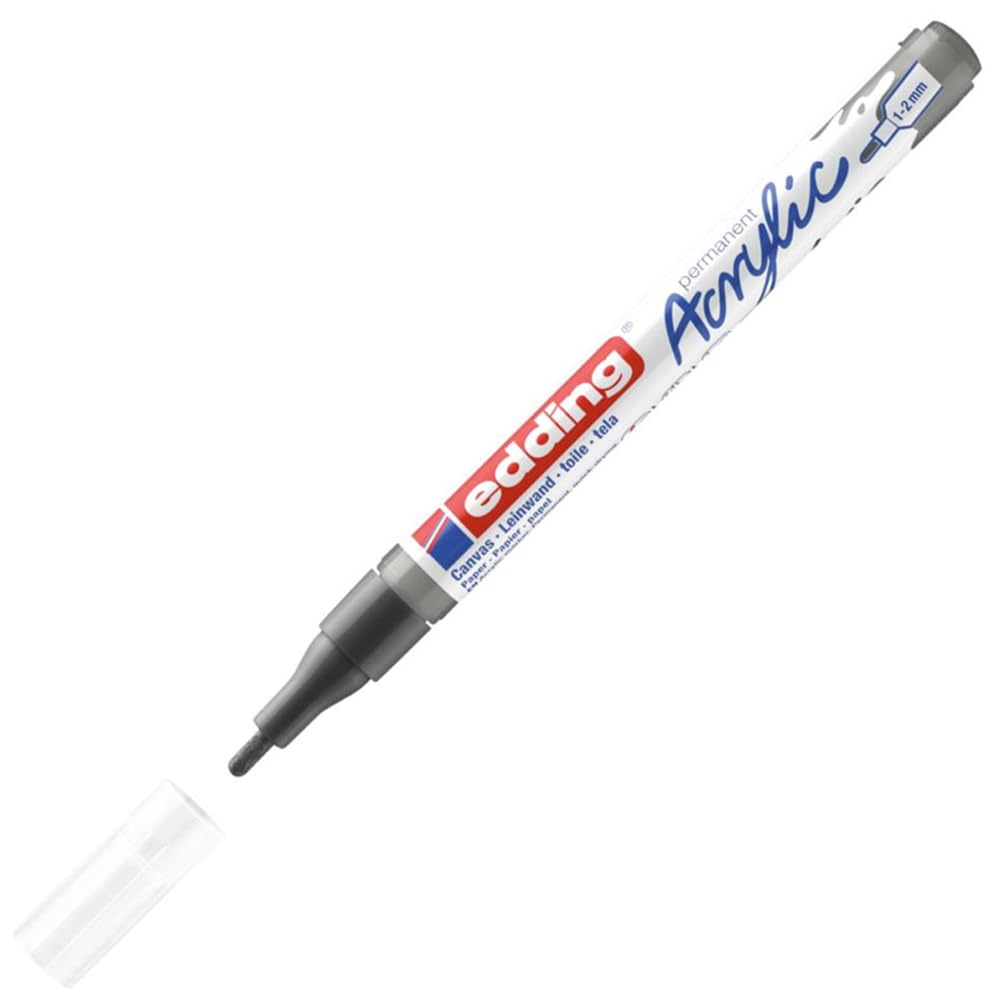 edding 5300 akrilik markör ince - gri - 1 su geçirmez akrilik markör - ince yuvarlak uçlu 1-2 mm