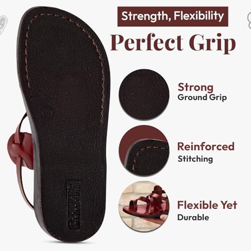 Image of Holy Land Market Men /Women Biblical Jesus Leather Sandals /Slides From Jerusalem (Jesus Style I)