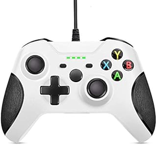 Xbox One Wired Controller, Zamia Wired Xbox One Gaming Controller USB Gamepad Joypad Controller with Dual-Vibration for Xbox One/S/X/PC with Windows 7/8/10 (White)