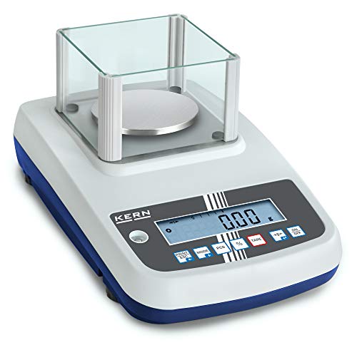  Kern EWJ 600-2M - Bilancia di precisione, Portate [Max]: 600 g, Divisione [d]: 0,01 g, Piatto di pesata: Ø 135 mm (Acciaio inox), Gabbietta antivento, RS232 & USB, Incl. OMOLOGAZIONE