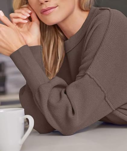 Image of SEMATOMALA Women's Oversized Plain Batwing Sweaters Fall Winter Crewneck Trendy Pullover Knit Jumper Tops