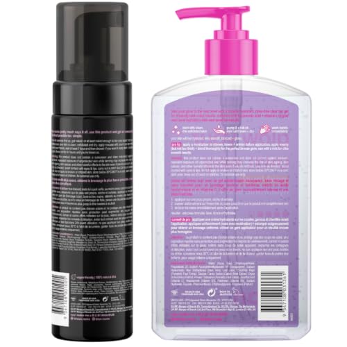 Image of b.tan Ultra Dark Self Tanning Kit | Next Level Duo Bundle - Best Fake Tan Mousse, Glow Your Own Way Clear Tanner Gel w /Smooth Mitt Applicator, 1 Hour Express Sunless Foam, Fast Summer Bronze