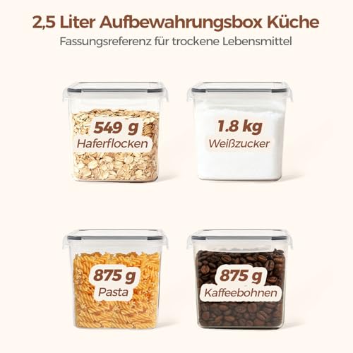 ComSaf Mehl Aufbewahrung 2.5L 3Pcs, Vorratsdosen mit Deckel luftdicht, Vorratsbehälter, luftdichte Aufbewahrungsbox, Aufbewahrungsdosen Küche, Lebensmittelaufbewahrung für Mehl, Reis, Müsl, Mandelmehl 4
