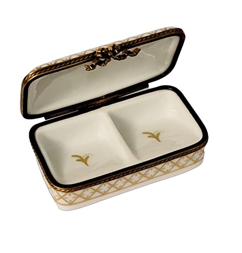Stamp Holder Box Gold Porcelain Limoges Trinket Box #TOP3