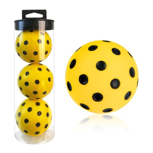 Pelotas de entrenamiento para pickleball, de bajo nivel de ruido para practicar en interiores, interiores y exteriores, con color brillante, incluye 3 bolas y tubo, para principiantes, personas