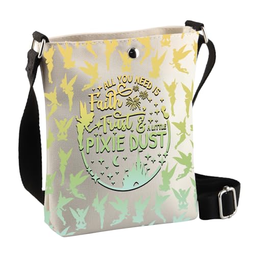PLITI Sac à bandoulière Fée Clochette Cadeau pour les fans de Fée Clochette All You Need Is Faith Trust And A Little Pixie Dust Sac à bandoulière, Faith Dust...