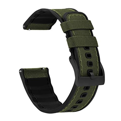 Image of BARTON WATCH BANDS with Integrated quick release spring bars - Hybrid Silicone - Cordura Fabric, Water-Resistant Leather and Silicone Hybrid Watch Bands - Choice of Color & Width (18mm, 20mm, 22mm)