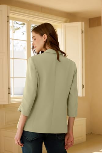 Suit Blazer for Women Open Front Business Work Office Outfit Ruched 3/4 Sleeve Slim Fit Jacket2