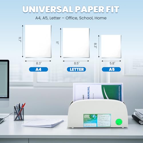 Mxmoonant Thermobindemaschine für A4 A5 Letter Papier, 33mm Max Dicke, 3-Min Vorheizen, Kompaktes Design mit Kühlgestell, Inklusive 5 Thermoabdeckungen - Ideal für Home Office Schule Projekte