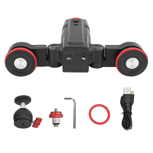 Dolly para Cámara de Vídeo Inalámbrica de 3 Ruedas, Carro Deslizante con Riel Eléctrico Motorizado con Cabezal Esférico para Cámara DSLR, Videocámara, Teléfono Inteligente,