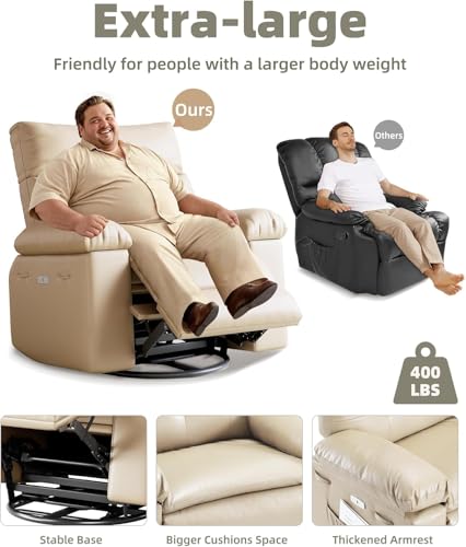 Sillón ergonómico reclinable beige piel sintética miniatura 4