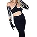 DooWay Fashion Long Leather Gloves Women Cut-Out Design Faux Patent PU Wet Look Shine Black 28