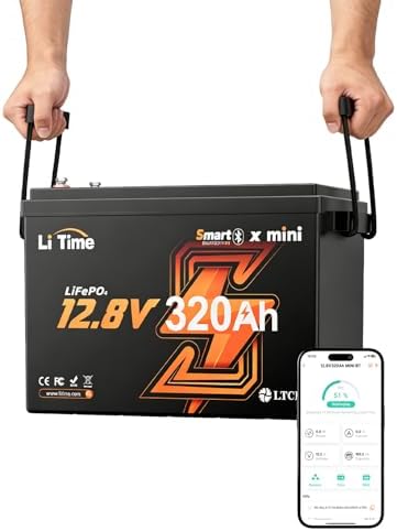 LiTime 12V 320Ah Mini LiFePO4 Battery Bluetooth, 12 Volt Lithium ...