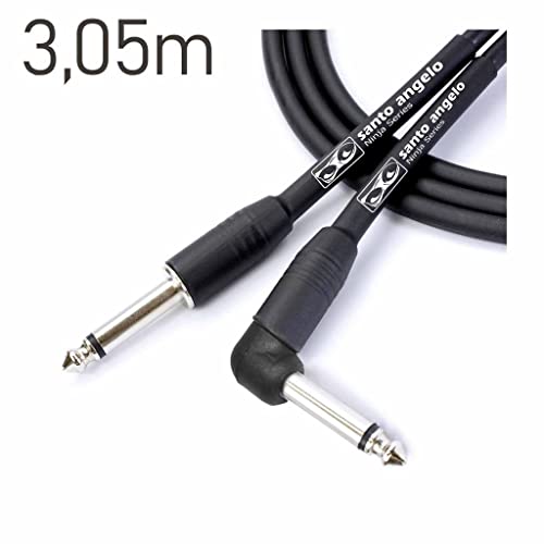 CABO DE GUITARRA NINJA L CABLE 0,20 MM CONECTOR P10/P10 90° 10FT 3,05 METRO PRETO - SANTO ANGELO