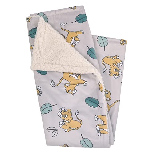Image of Disney Lion King Ivory, Teal, Sage and Gold Simba Future King Super Soft Sherpa Baby Blanket