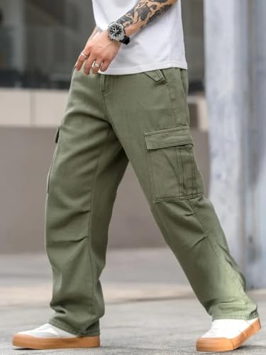 Image of Q - RIOUS Cotton Casual Cargo Pants for Men - Multi-Pocket Style