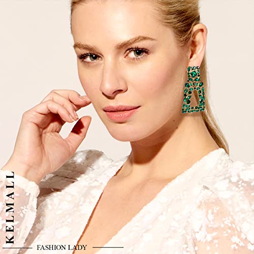 Rhinestone Rectangle Alloy Earrings For Women Dangling Crystal Geometric Dangle Statement Earrings Kelmall Collection #TOP1
