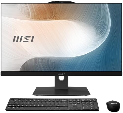 MSI モダン AM242TP AIO デスクトップ:23.8インチ FHD、Intel Core 3-100U、8GB メモリ、512GB M.2 NVMe SSD、Windows 11 ホーム:ブラック 1M-1099US