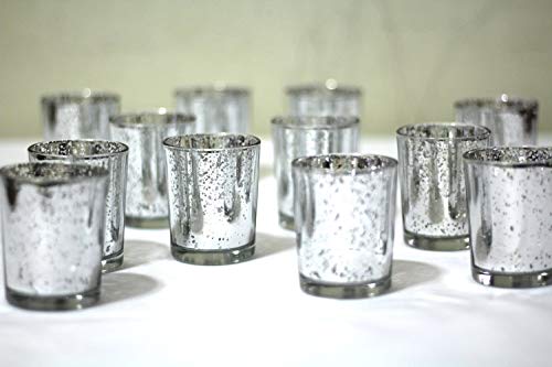 BD Crafts Silver Mercury Glass Votive Holder, Set of 12