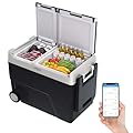 GarveeTech 51 QT Car Refrigerator, 12V Portable Electric Freezer, Dual Zone -4?-68°F, App Control, Movable Wheels, for Camping, Picnic, Travel, Road Trip, Home,12/24V DC & 110/240V AC