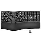 2.4G Wireless Ergonomic Split Keyboard with Pillowed Wrist Rest, USB Computer Arched Keyboard Design for Natural Typing, Split Keyboard Compatible for Windows/Mac, US English Layout