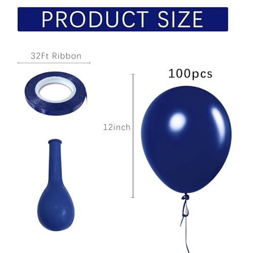 Image of Navy Blue Balloons Latex Party Dark Blue 100 Pack 12 inch Round Navy Balloons for Wedding Graduation Birthday Party Backdrop Decorations
