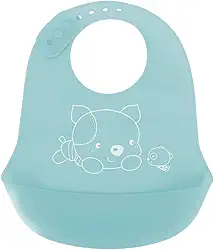 Babador Impermeável De Silicone Pega Cata Migalhas Ajustável Rosa