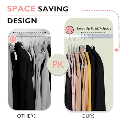ManGotree Hosenbügel mit beweglichen Klammern, rutschfeste Samtkleiderbügel, platzsparende Rockbügel für Hemden, Hosen, Kleider, Röcke, Mäntel (32 Pack, Grau)