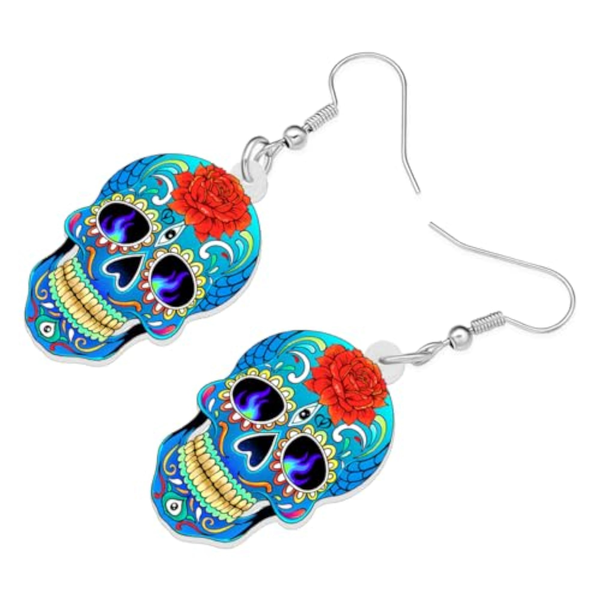 Women's Acrylic Drop Dangle Skeleton Skull Earrings, Novelty