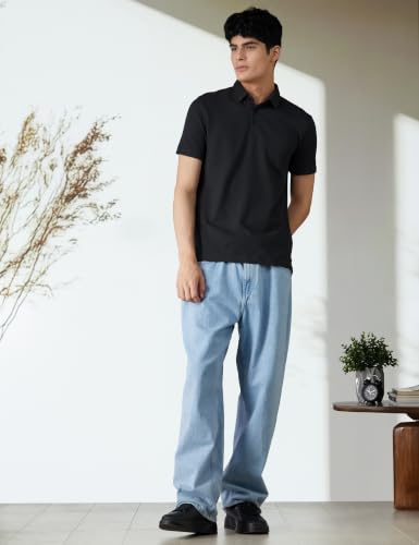 Image of Van Heusen Solid Polo T Shirt for Men | Premium Cotton | Waffle Knit Textured | Regular Fit | Elegant Style | Casual Wear