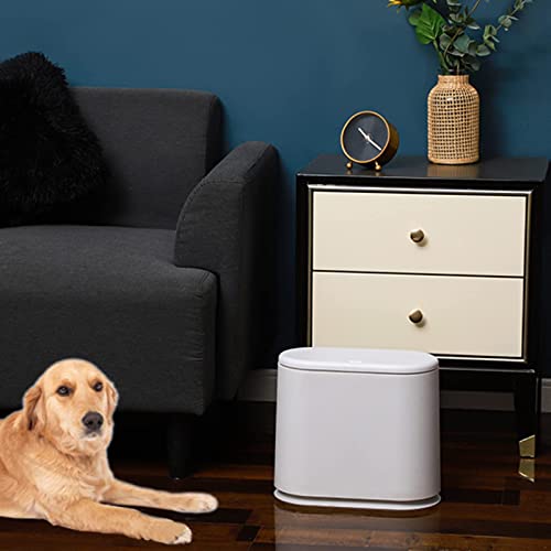 Cq Acrylic 12 Liter Rectangular Plastic Trash Can Wastebasket With Press Type Lid,3.17 Gallon Dog Proof Garbage Container Bin For Bathroom,Powder Room,Bedroom,Kitchen,Craft Room,Office White #TOP4