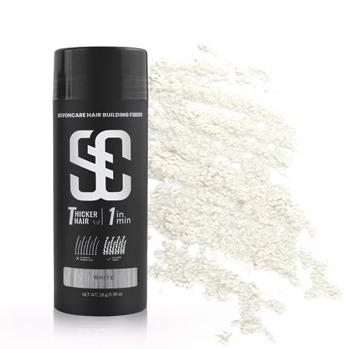 SOVONCARE Hair Fibers for Thinning Hair White, Hair Building Fibers for Bald Spots Undetectable & Natural, Conceals Hair Loss Fill In Fine, Hair Powder Hair Thicker Instantly for Women & Men 28g - Thumbnail 7