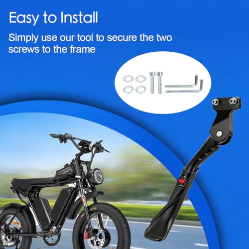 Image of Height-Adjustable Ebike Kickstand Compatible with Ridstar Q20 /Q20 Pro /Lite, Heavy Duty Aluminum Alloy Rear Mount for 16-22 Inch Bikes 40mm Hole Distance, Non-slip